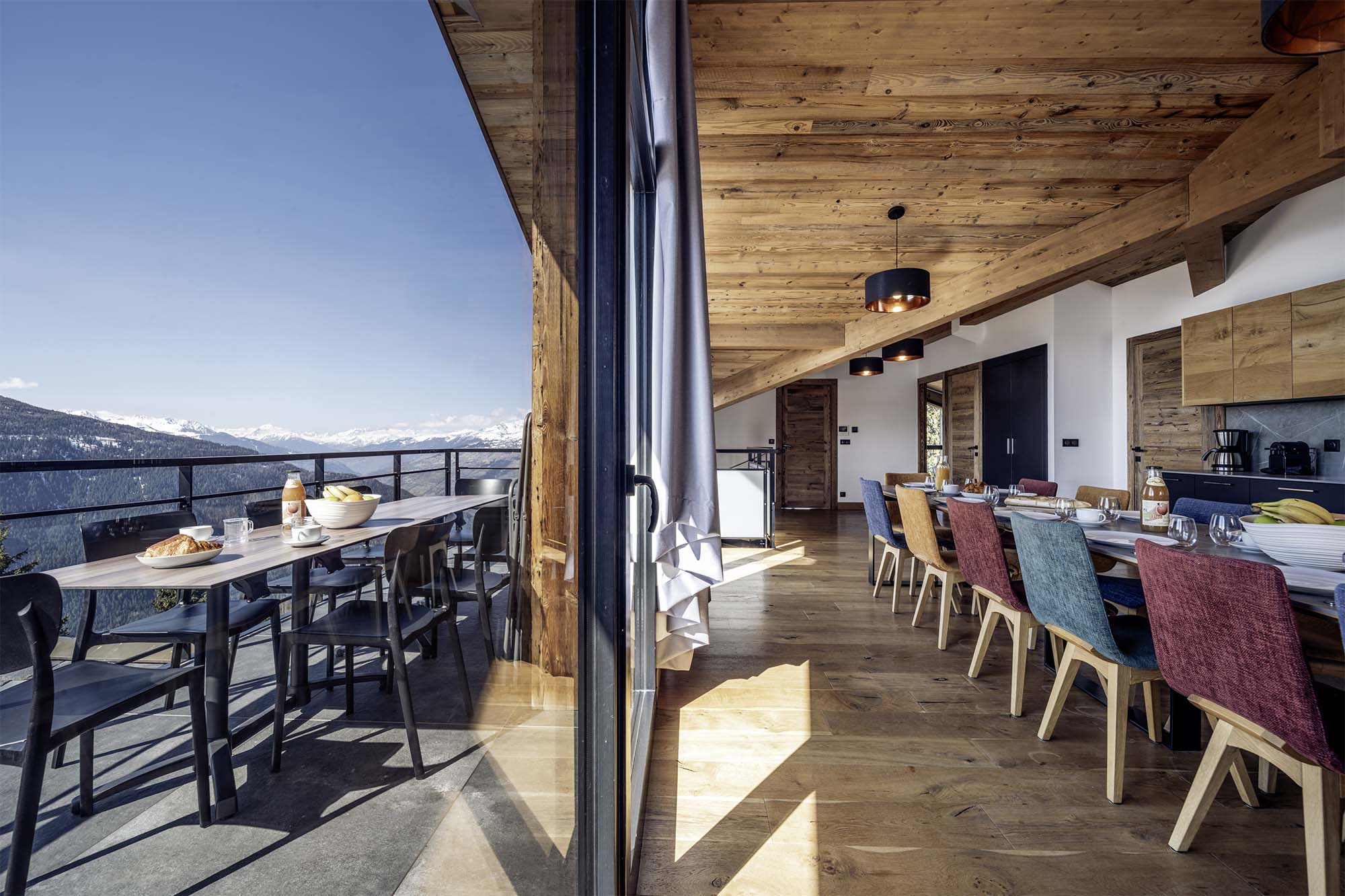 Living room and terrace in Apartment n. 6 at Résidence L'Orée du Bois in La Rosière